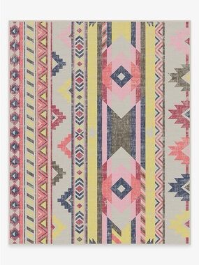 Ruggable Kilian Batik Aztec WASHABLE pink rug 6x9, LIKE NEW